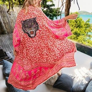 Ibiza Pink Kimono Tiger Sequins